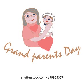 Grandparents day. Happy Family. Grandmother with grandson Vector
