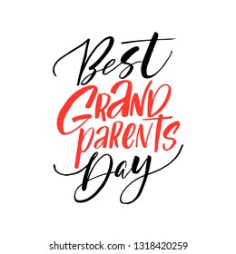 Grandparents Day inscriptions or letterings isolated on white background. Bundle of festive wishes and slogans written with elegant cursive fonts. Monochrome decorative vector illustration - Vector