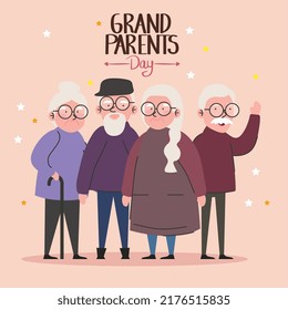 grandparents day lettering with old persons
