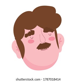 grandparents day, old man grandpa cartoon character face isolated icon design vector illustration