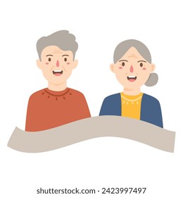 grandparents day with senior couple illustration