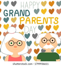 Grandparents day vector card with hearts  