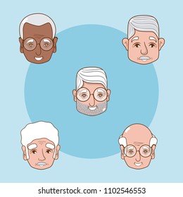 Grandparents faces cartoons