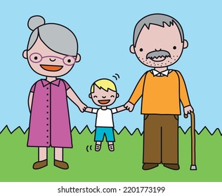 Grandparents with grandchild vector illustration