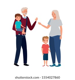 grandparents with grandchildren avatar character vector illustration design