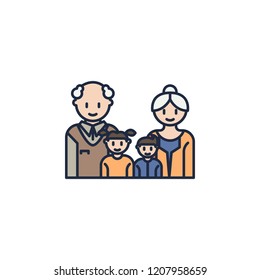 grandparents and grandchildren cartoon icon. Element of family icon for mobile concept and web apps. Cartoon grandparents and grandchildren icon can be used for web and mobile