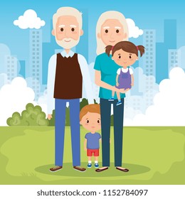 grandparents with grandchildren in the park
