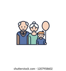 grandparents with grandson cartoon icon. Element of family icon for mobile concept and web apps. Cartoon grandparents with grandson icon can be used for web and mobile