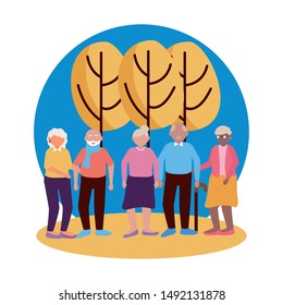 Grandparents group design, Old person woman man avatar senior and adult theme Vector illustration