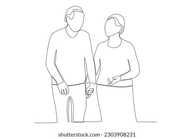 Grandparents holding hands. Grandparent day one-line drawing