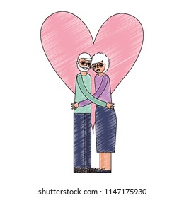 grandparents hugging in love heart romantic