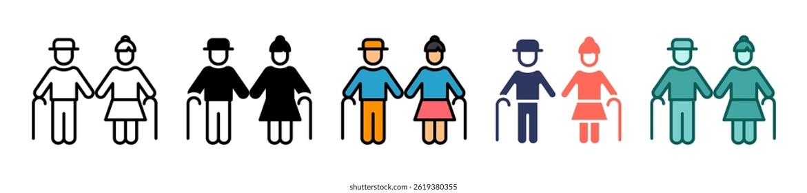 Grandparents Icon Multiple Vector Illustration