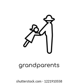 grandparents icon. Trendy modern flat linear vector grandparents icon on white background from thin line family relations collection, editable outline stroke vector illustration
