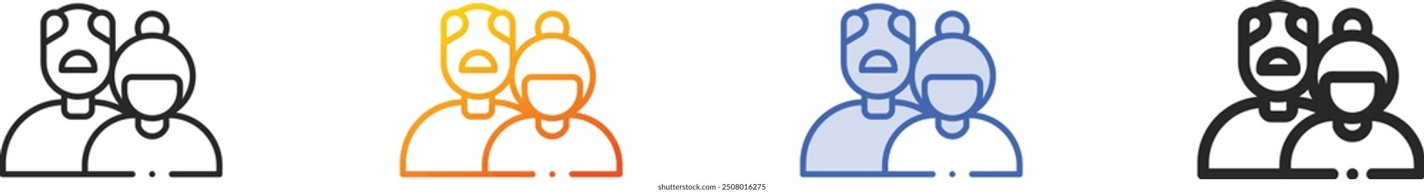 grandparents icon.Thin Linear, Gradient, Blue Stroke and bold Style Design Isolated On White Background