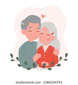 grandparents. illustration of grandparents. vector illustration of an elderly man. seniors' day couple of elderly lovers