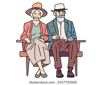 GRANDPARENTS LIVE TOGETHER, CHAT WITH EACH OTHER, AND LOVE EACH OTHER. COOL AND UNIQUE ILLUSTRATIONS ARE VERY SUITABLE FOR YOUR NEEDS AND THIS IS A VECTOR FILE.