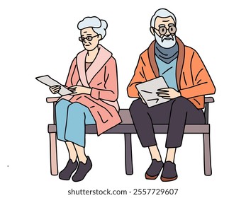 GRANDPARENTS LIVE TOGETHER, CHAT WITH EACH OTHER, AND LOVE EACH OTHER. COOL AND UNIQUE ILLUSTRATIONS ARE VERY SUITABLE FOR YOUR NEEDS AND THIS IS A VECTOR FILE.