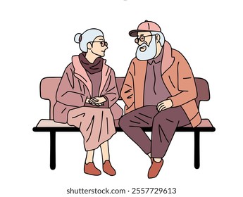 GRANDPARENTS LIVE TOGETHER, CHAT WITH EACH OTHER, AND LOVE EACH OTHER. COOL AND UNIQUE ILLUSTRATIONS ARE VERY SUITABLE FOR YOUR NEEDS AND THIS IS A VECTOR FILE.