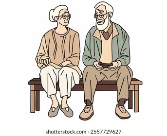 GRANDPARENTS LIVE TOGETHER, CHAT WITH EACH OTHER, AND LOVE EACH OTHER. COOL AND UNIQUE ILLUSTRATIONS ARE VERY SUITABLE FOR YOUR NEEDS AND THIS IS A VECTOR FILE.