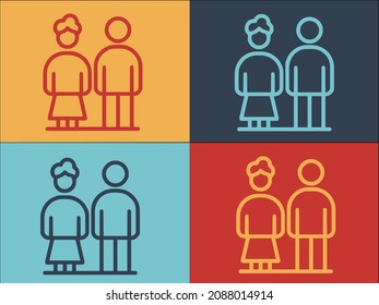 Grandparents Logo Template, Simple Flat Icon of family,happy,people