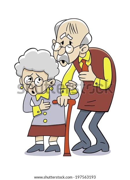 Grandparents Looking Unhealthy Vector Illustration Stock Vector ...