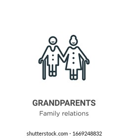 Grandparents outline vector icon. Thin line black grandparents icon, flat vector simple element illustration from editable family relations concept isolated stroke on white background