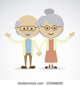 grandparents over gray background vector illustration