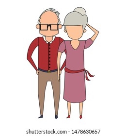grandparents senior old retirement people grandmother and grandfather couple love cartoon vector illustration graphic design