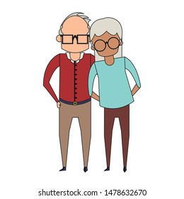 grandparents senior old retirement people grandmother and grandfather couple love wearing glasses cartoon vector illustration graphic design