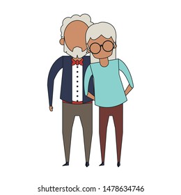 grandparents senior old retirement people grandmother and grandfather couple love cartoon vector illustration graphic design