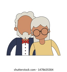 grandparents senior old retirement people grandmother and grandfather couple love cartoon vector illustration graphic design