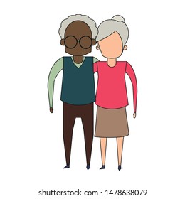 grandparents senior old retirement people grandmother and grandfather couple love cartoon vector illustration graphic design