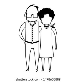 grandparents senior old retirement people grandmother and grandfather couple love cartoon vector illustration graphic design