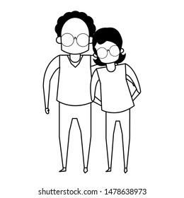 grandparents senior old retirement people grandmother and grandfather couple love wearing glasses cartoon vector illustration graphic design