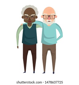 grandparents seniors old retirement grandfathers friends cartoon vector illustration graphic design