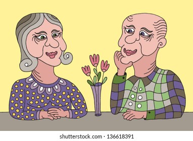 grandparents sitting at the table