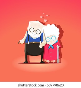 Grandparents are together forever in love. Stock vector Valentine's Day concept illustration