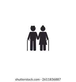 grandparents walking with granddaughter Silhouette