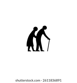 grandparents walking with granddaughter Silhouette