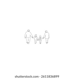 grandparents walking with granddaughter Silhouette
