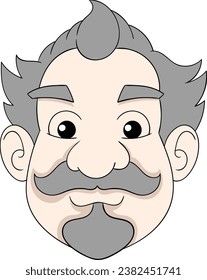 a grandpa's head look so old with grey hair and mustace