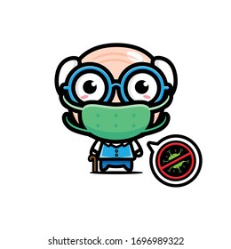 Grandpa's vector design wearing a mask