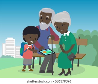 indian family with grandparents clipart