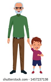 grandson and grandfather with holding hands isolated vector illustration graphic design vector illustration graphic design