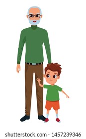 grandson and grandfather with holding hands isolated vector illustration graphic design vector illustration graphic design