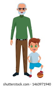 grandson and grandfather with holding hands isolated vector illustration graphic design vector illustration graphic design