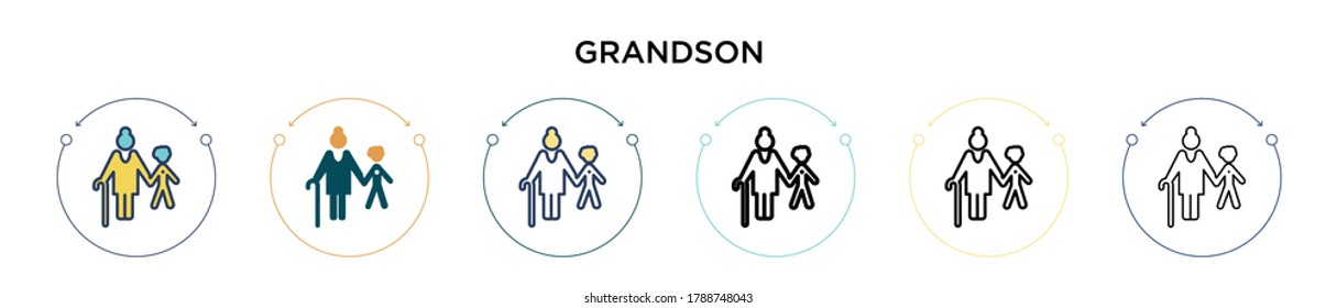 Grandson icon in filled, thin line, outline and stroke style. Vector illustration of two colored and black grandson vector icons designs can be used for mobile, ui, web