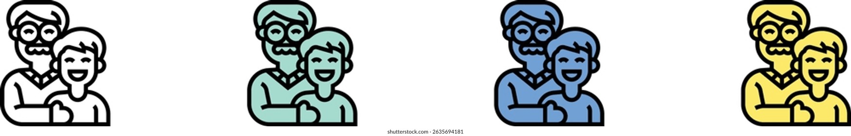 grandson icon. Outline, Green, Blue and Yellow Style Design Isolated On White Background