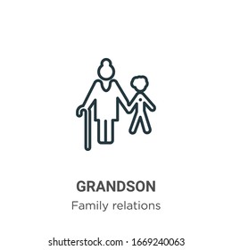 Grandson outline vector icon. Thin line black grandson icon, flat vector simple element illustration from editable family relations concept isolated stroke on white background