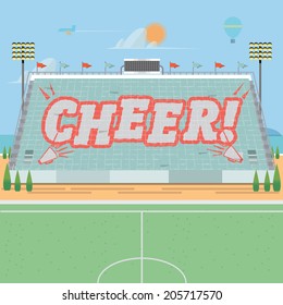 grandstand card stunts. cheer - vector illustration